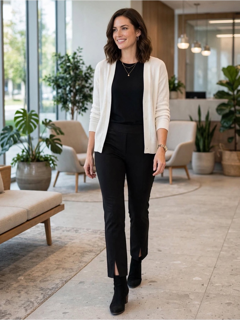 Nine West Black Pull-On Dress Pants Size L - Bootcut Ponte Slit Hem